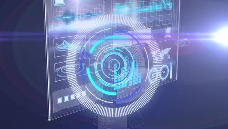 Animation-of-light,-processing-circle-on-scientific-graph-and-data