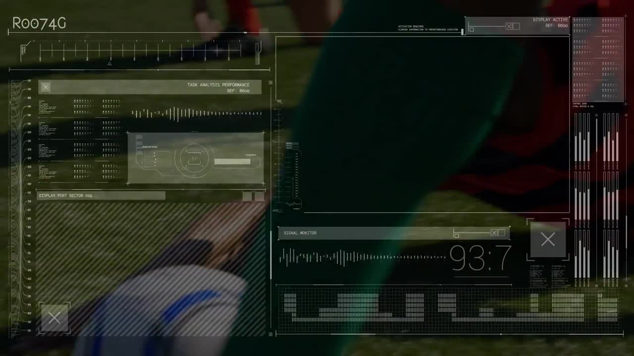 animación de la interfaz digital sobre los jugadores de fútbol