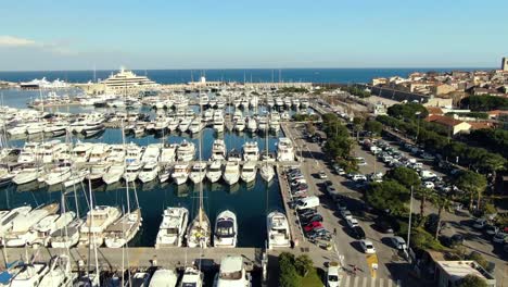 aerial shot of yacht pier in united kingdom