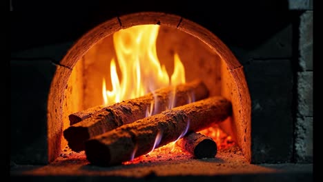 burning wood in a fireplace