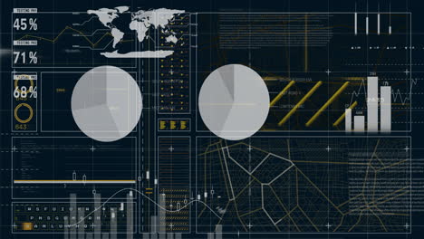 animation of financial data processing over black background