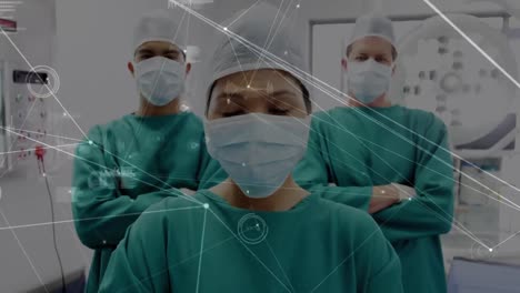 Animation-of-network-of-connections-over-surgeons-in-operating-theatre