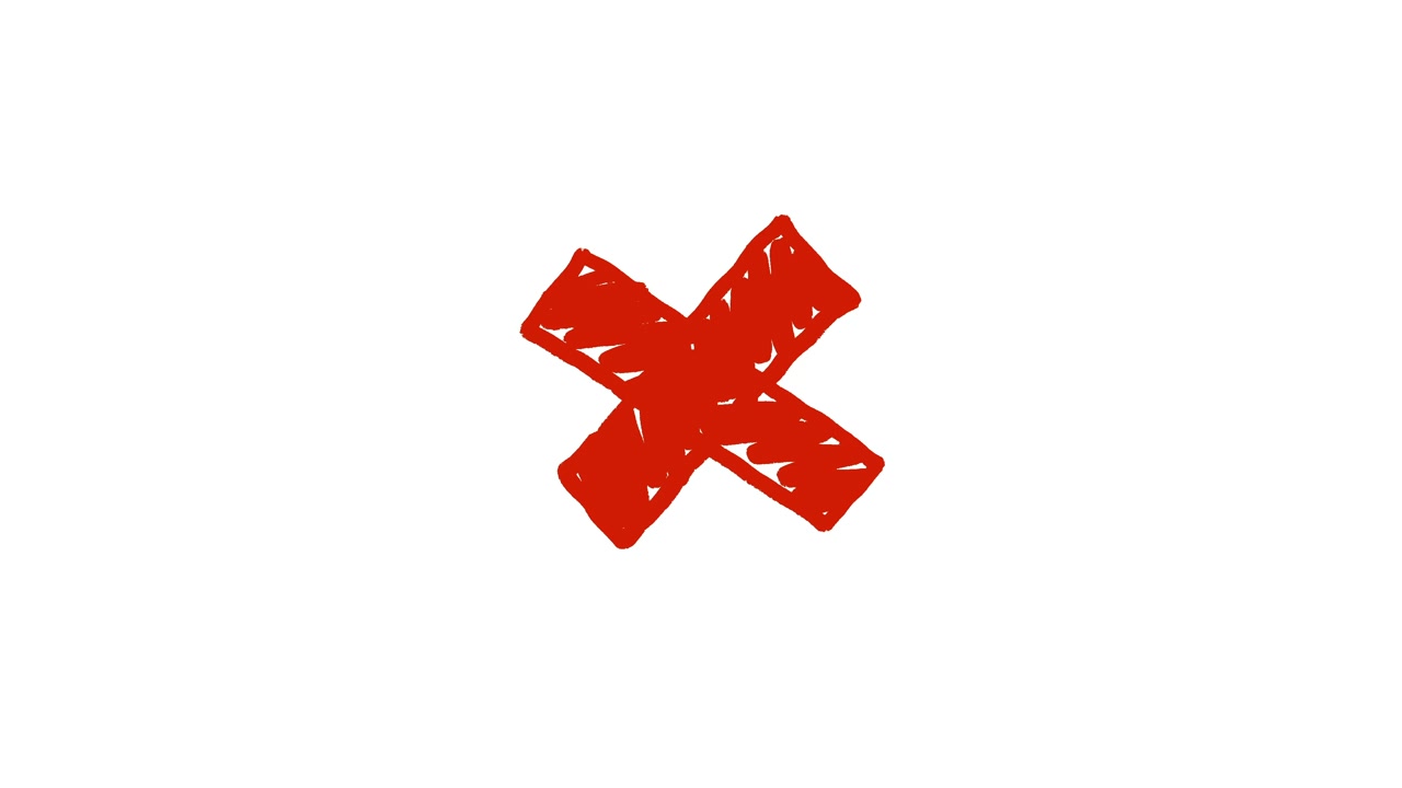 Hand-Drawn Red X Mark on White Background
