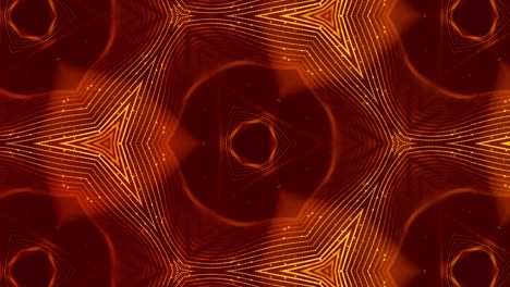 abstracción del micro-mundo de la nanotecnología. fondo 3d de ciencia ficción en bucle de 4k con partículas de oro brillantes forman líneas, superficies, patrones, estructuras caleidoscópicas simétricas complejas. 7