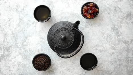 Oriental-tea-set-on-stone-table