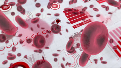 animation of covid 19 and red blood cells and data processing