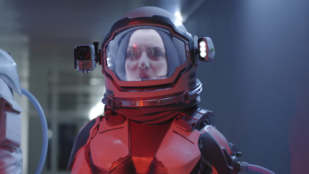 Astronaut in futuristic space suit