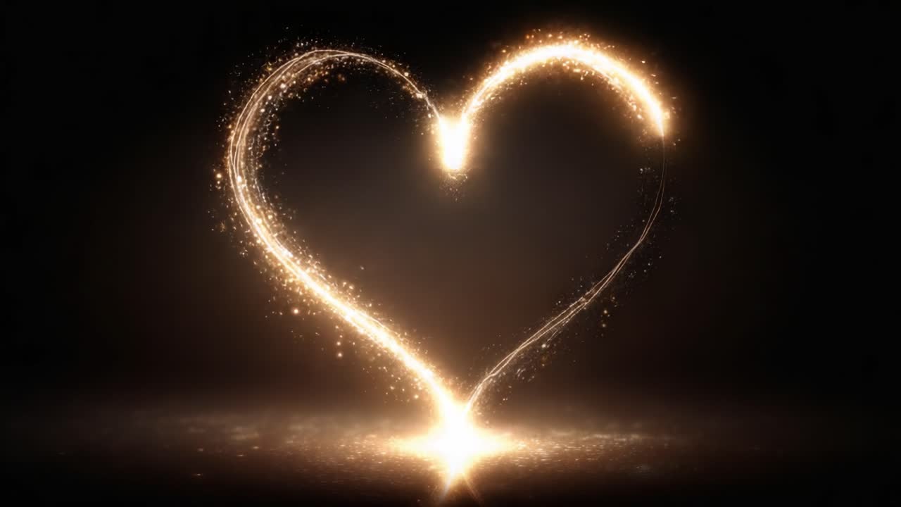 A Captivating Display of Love: A Sparkling Heart Symbol Glows Brightly Against a Dark Backdrop, Evoking Emotions of Affection and Warmth in an Enchanted Atmosphere