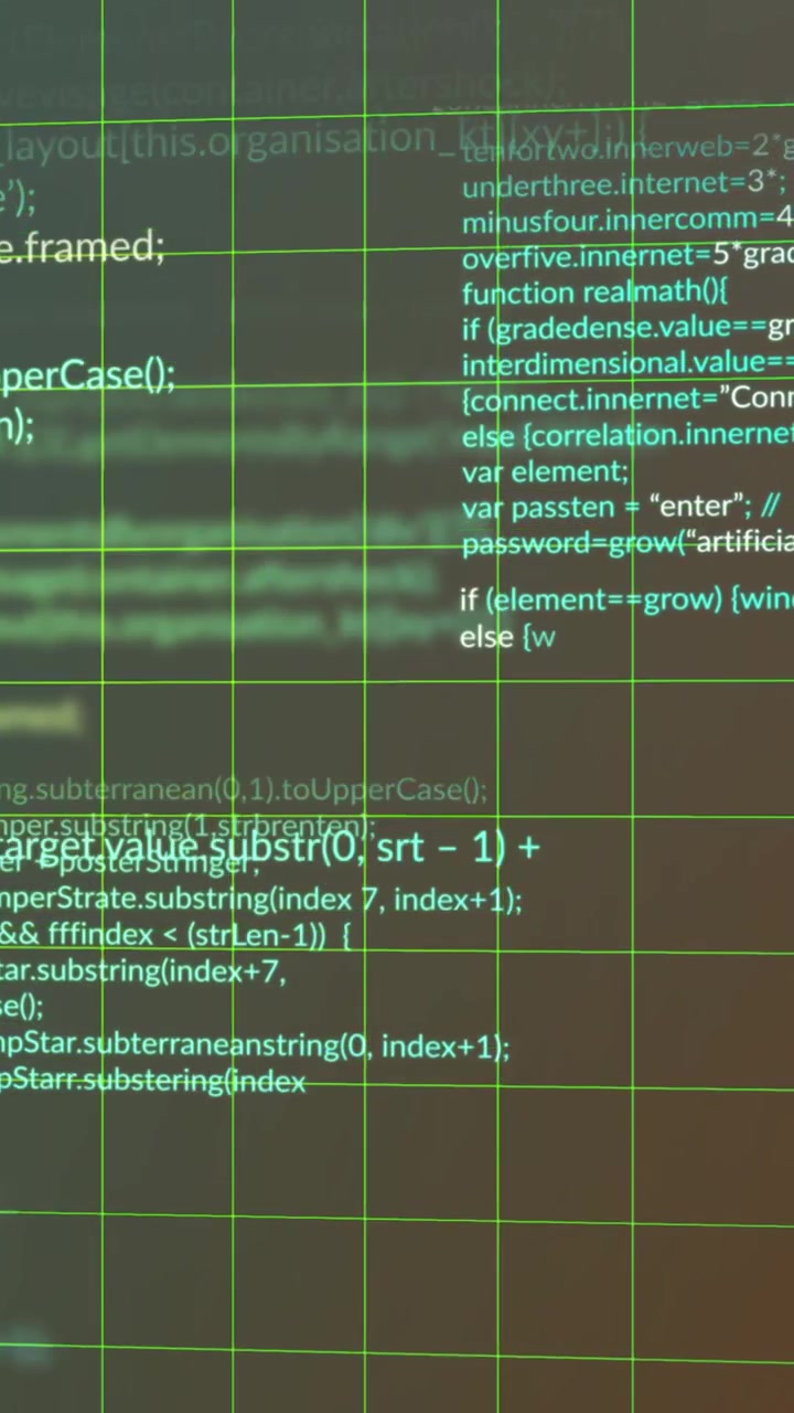 Animation of computer data processing over dark background