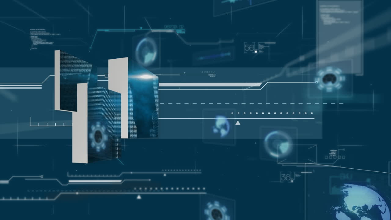 어두운 배경에서 데이터 처리의 비디오