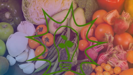 animación de una bombilla verde sobre las verduras