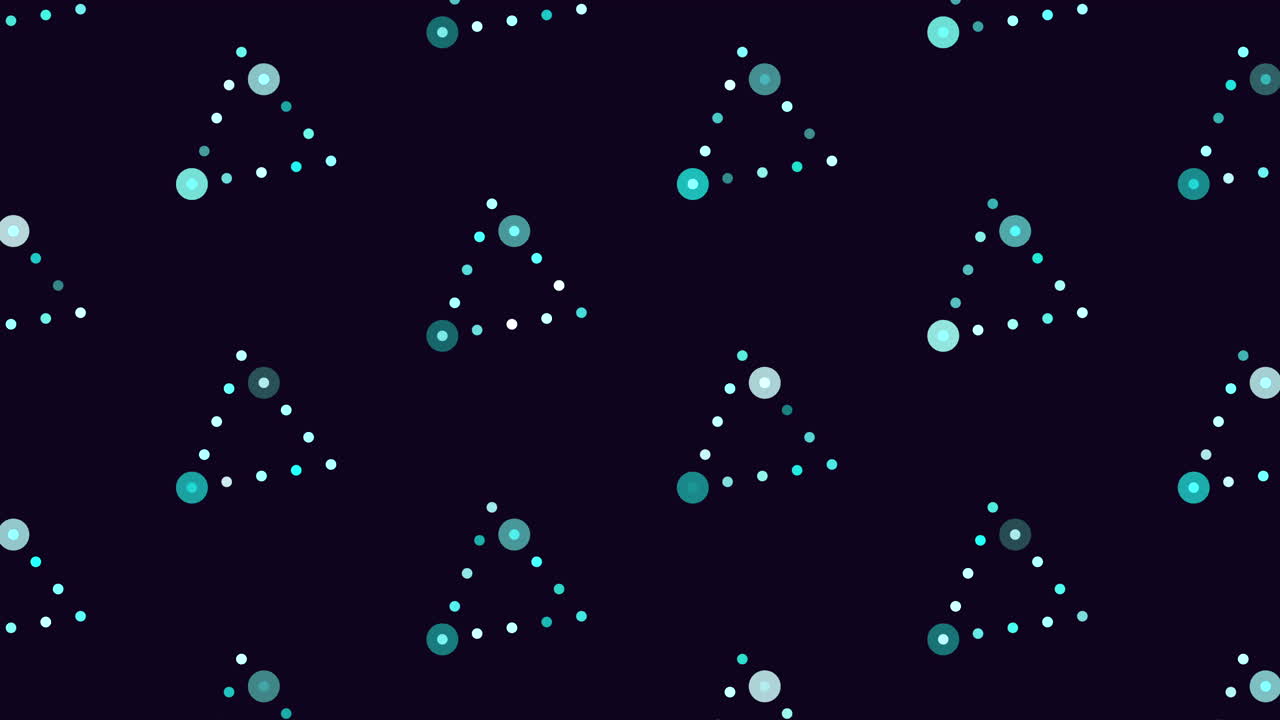 Seamless neon triangles pattern with dots on black gradient