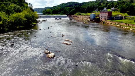 the new river and falls at old textile plant site in fries virginia