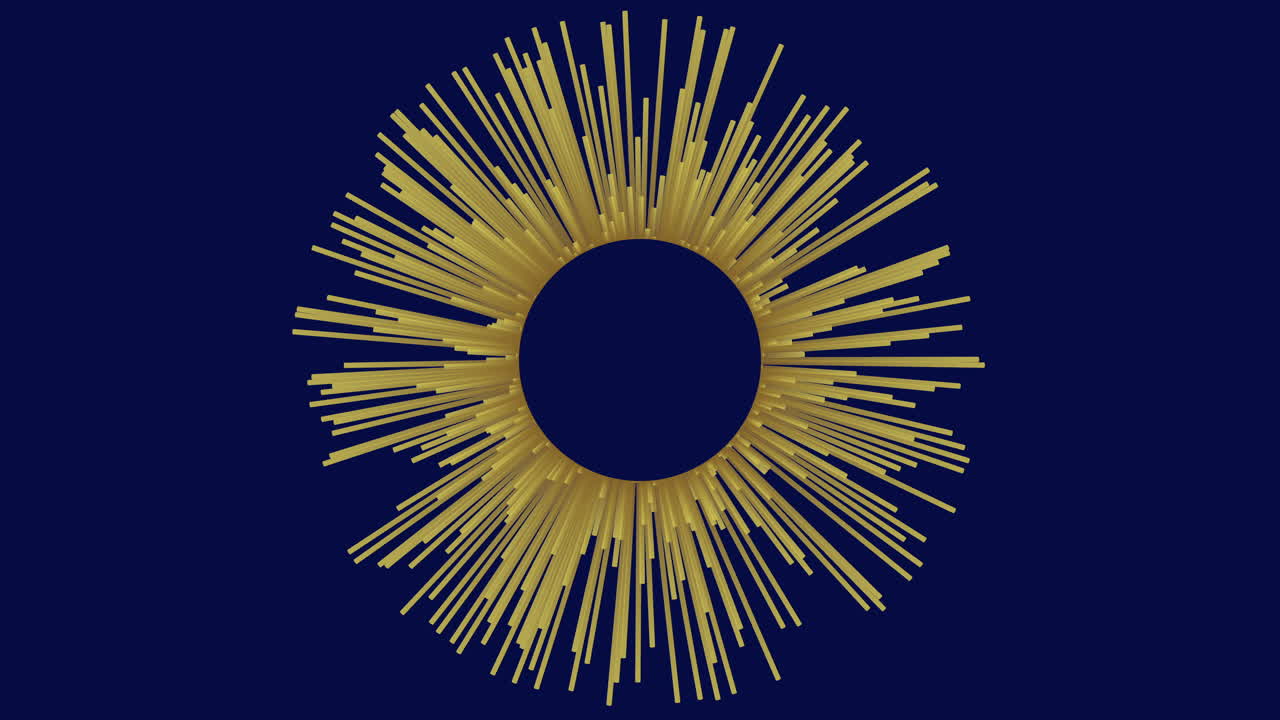 Accattivante design a raggiera dorata su sfondo blu, una delizia decorativa