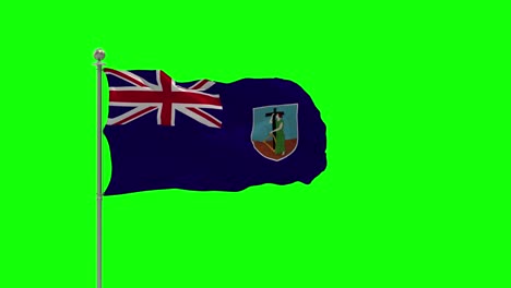 montserrat 3d illustration of the waving flag on a pole with chroma key