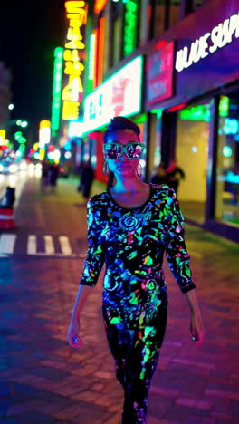 vibrant neon city night fashion