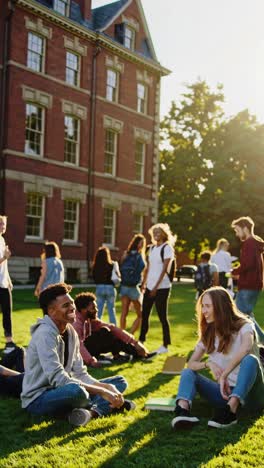 studenten genießen einen sonnigen tag auf dem campus