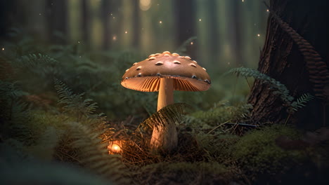 a majestic mushroom amidst a lush green forest