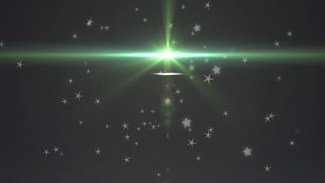 animación de luz verde brillante que se mueve sobre las estrellas en el fondo