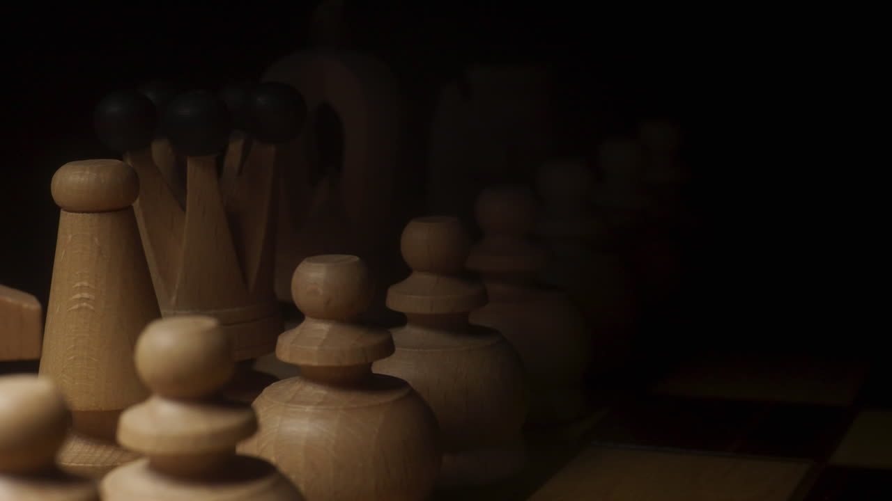 Closeup of a chess game