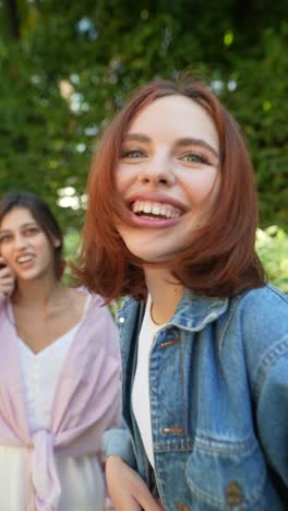 happy woman laughing outdoors