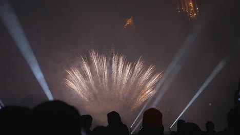 watching fireworks explode in the sky on holiday evening