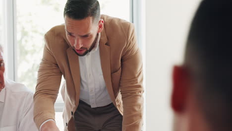 businessman, talking or boardroom office meeting