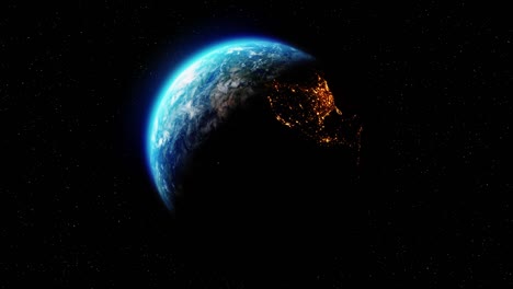 planet earth rotating at night and day loop animation