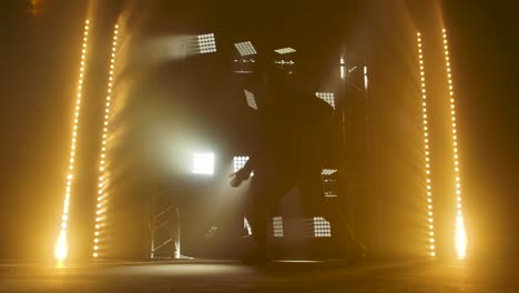 silhouette of a performer on stage