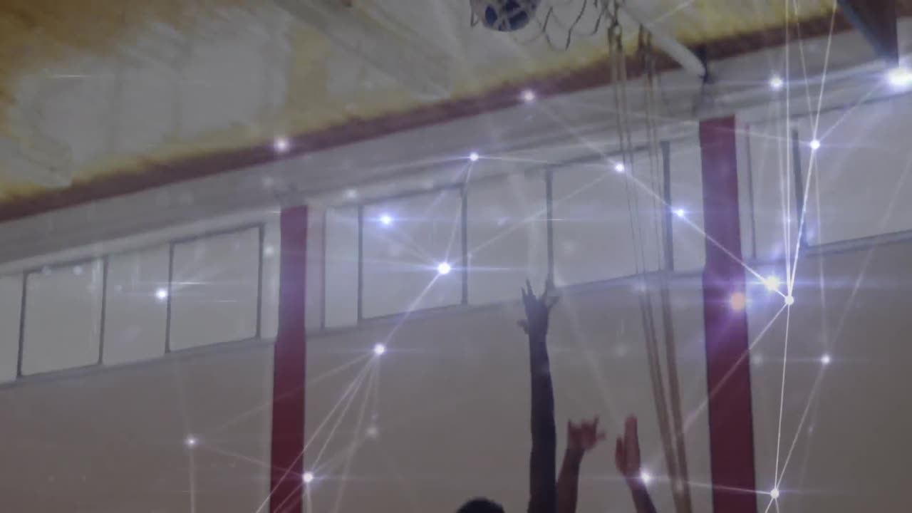 체육관에서 농구 경기를 통해 연결 네트워크의 애니메이션