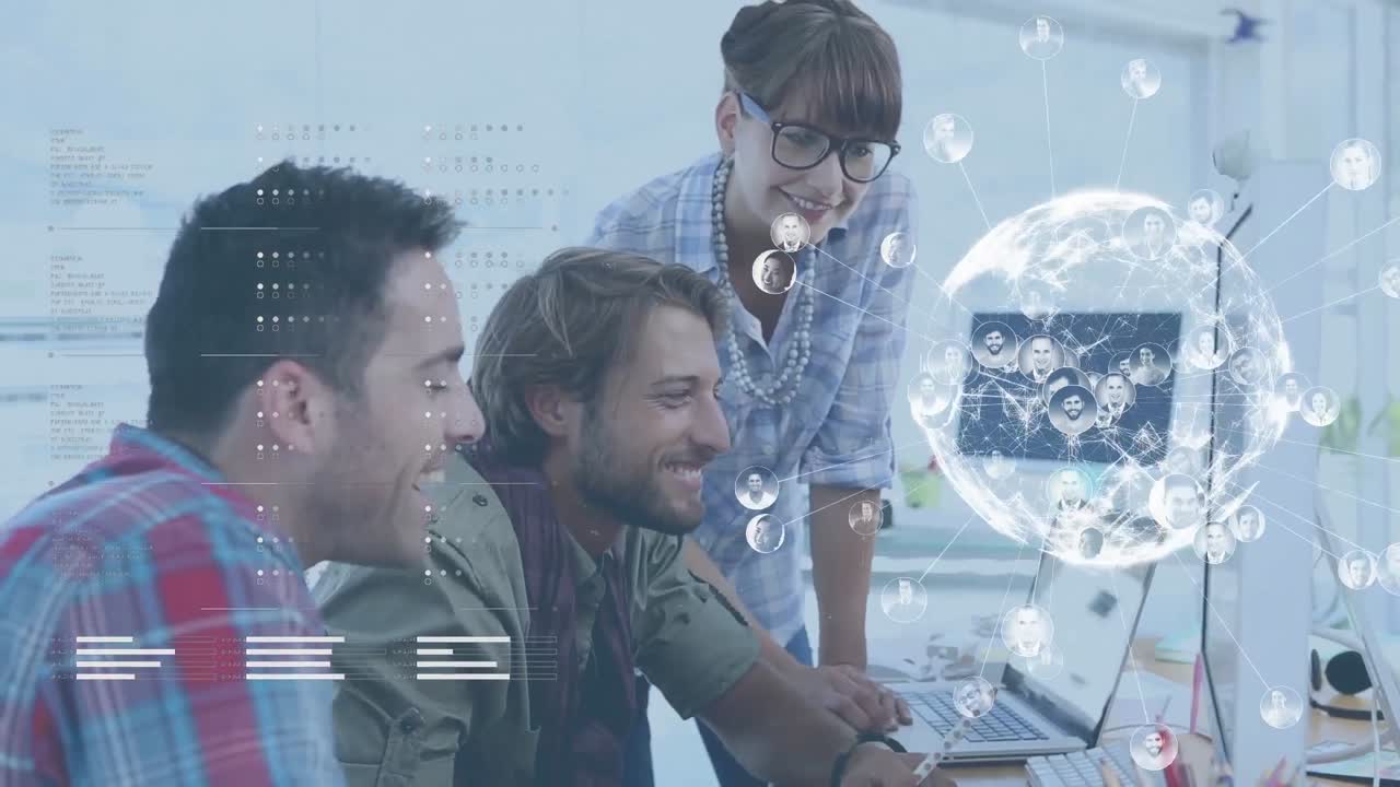 girando el globo con datos y red de conexión