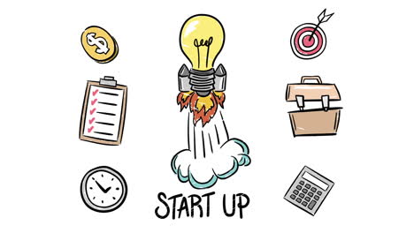 illustration of icons pertaining to startup business