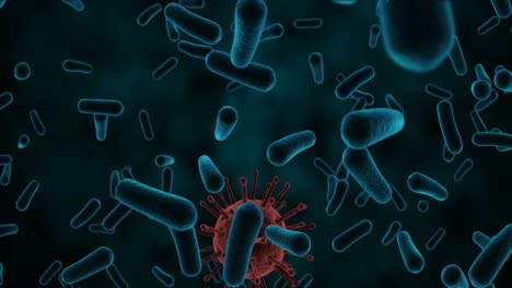 células de virus y bacterias generadas digitalmente contra un fondo marrón