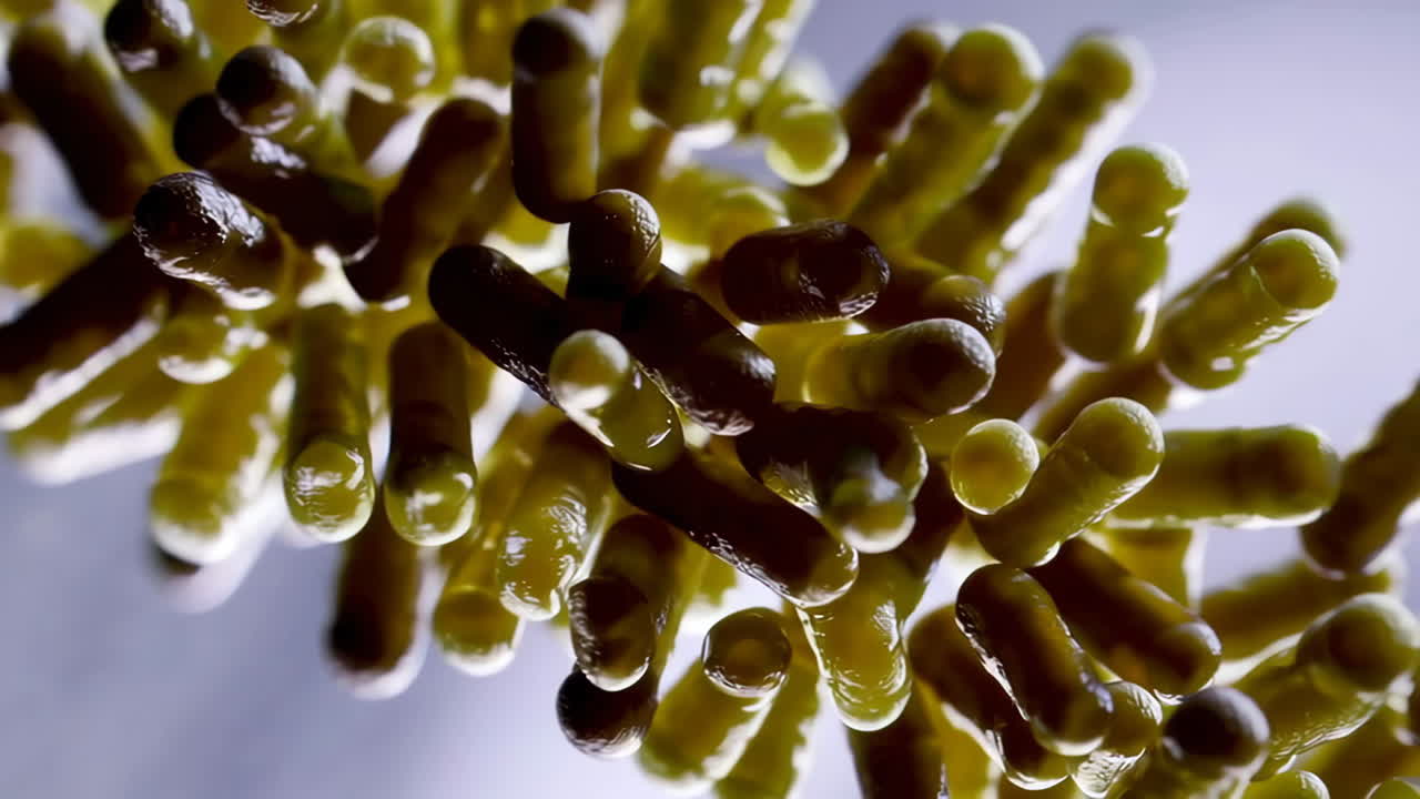 Microscopic View of Rod-Shaped Microorganisms