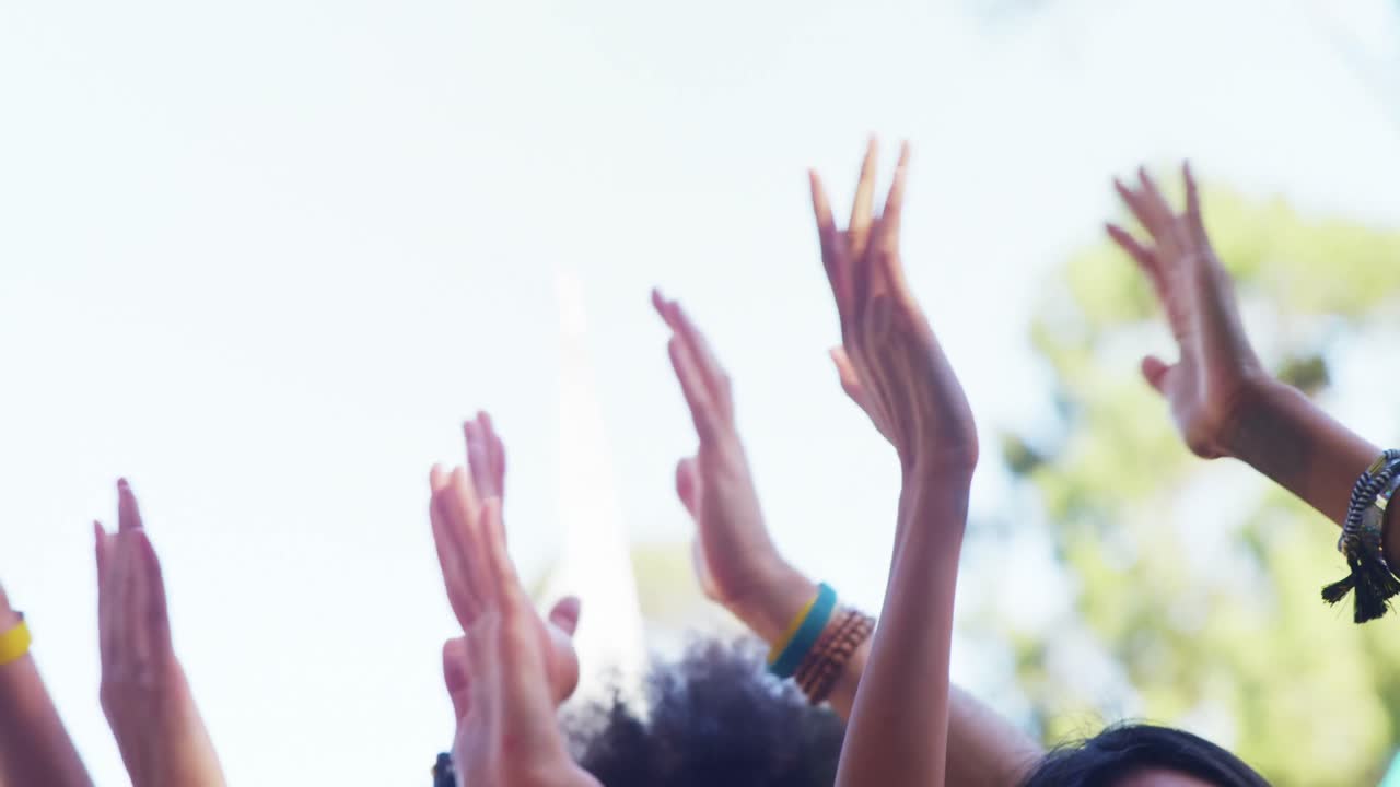 Female friends having fun at music festival 4k