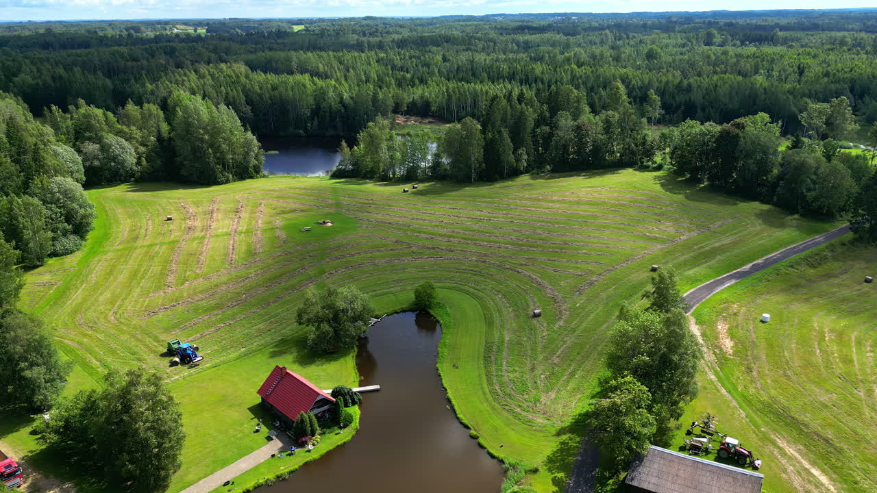 Aerial View of a Serene Farm in the Countryside