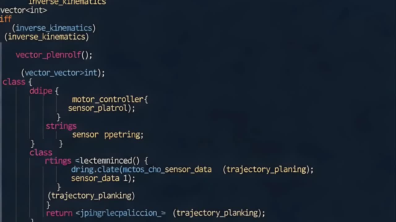 Close-up of Computer Code on Dark Background with Neon Highlights