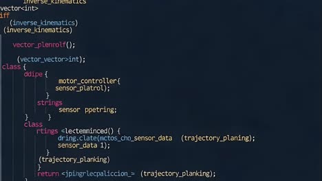 close-up of computer code on dark background with neon highlights