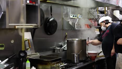 chef preparing food in a commercial kitchen