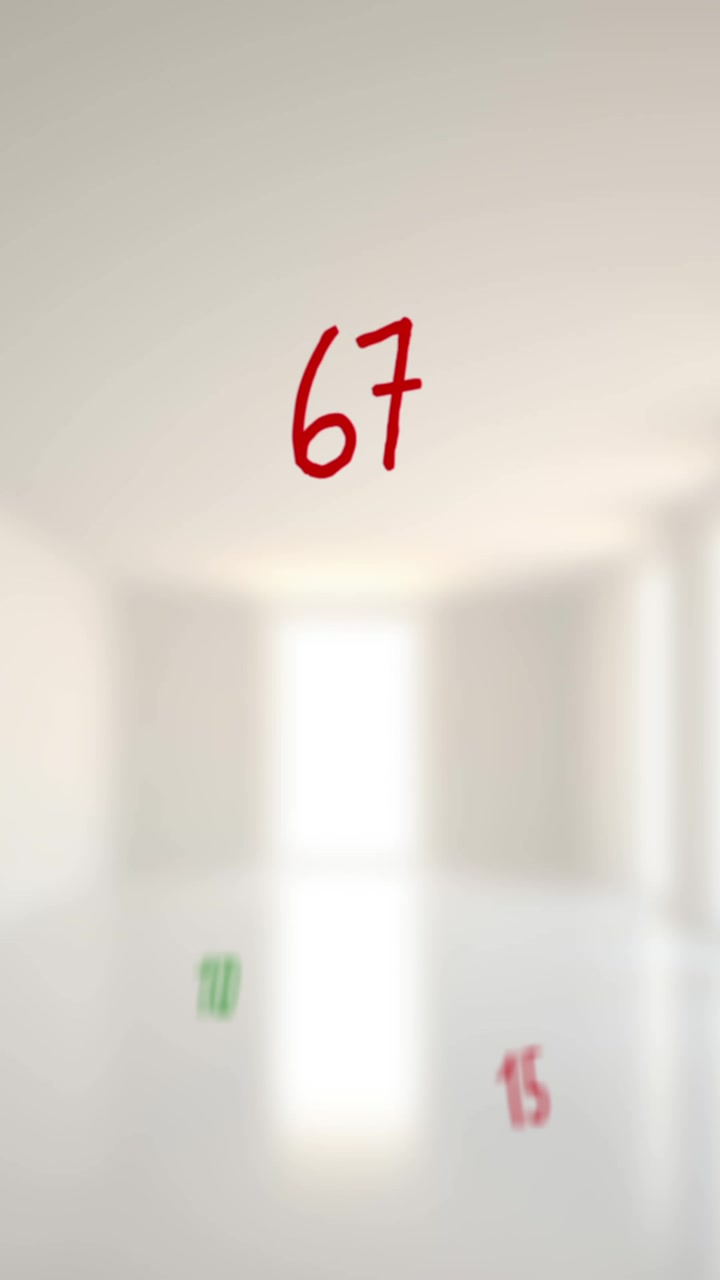 Digital composition of mathematical numbers and symbols floating against empty school corridor