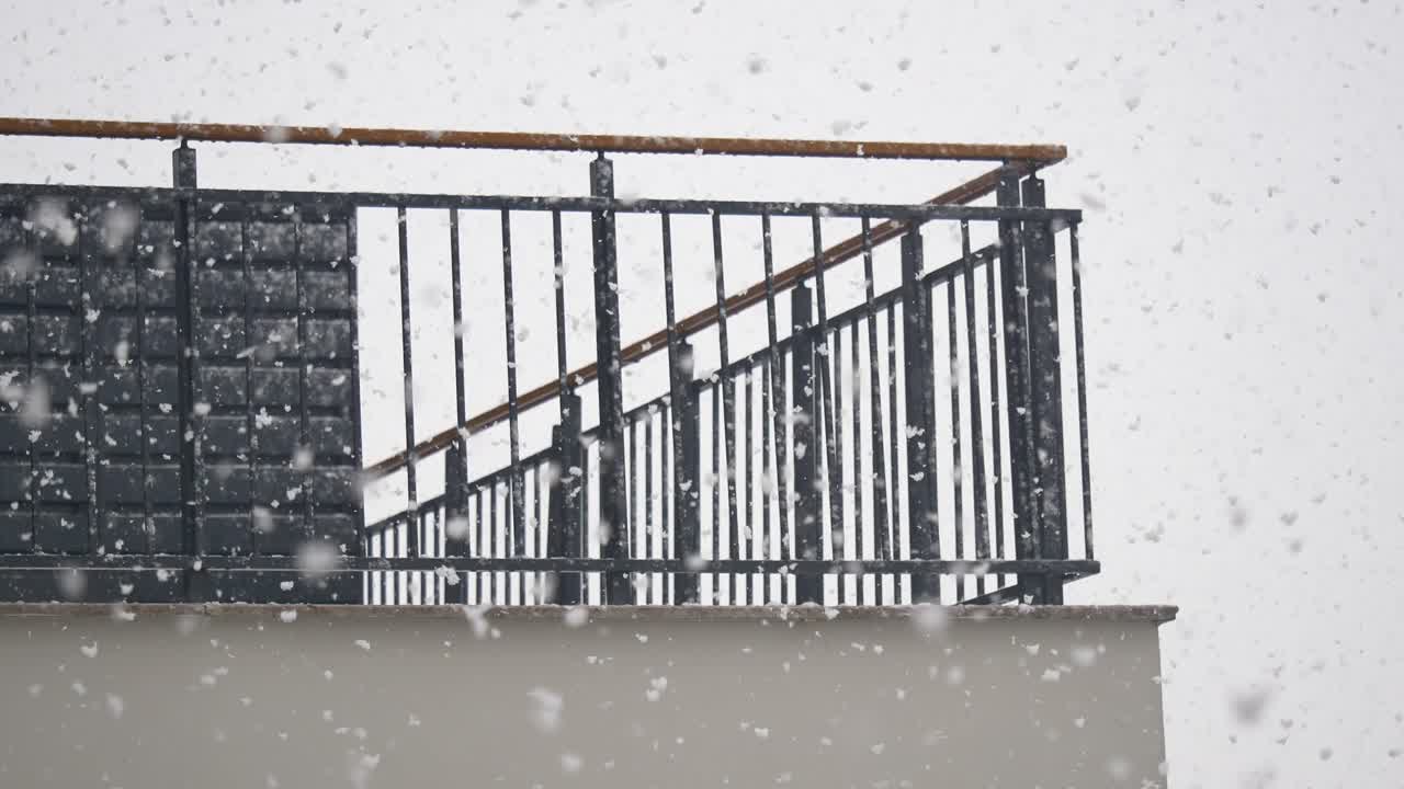 Snowy Balcony View