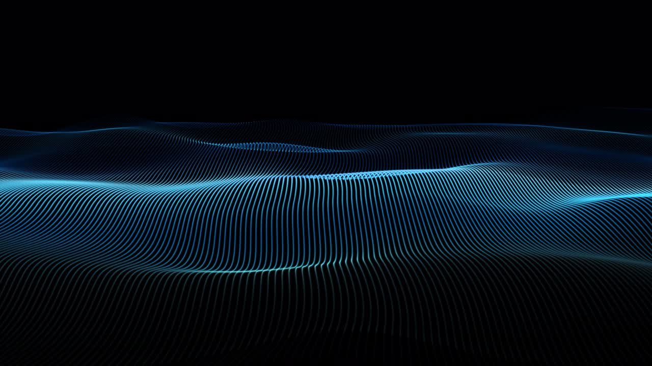 Abstract digital landscape background made of waves and particles