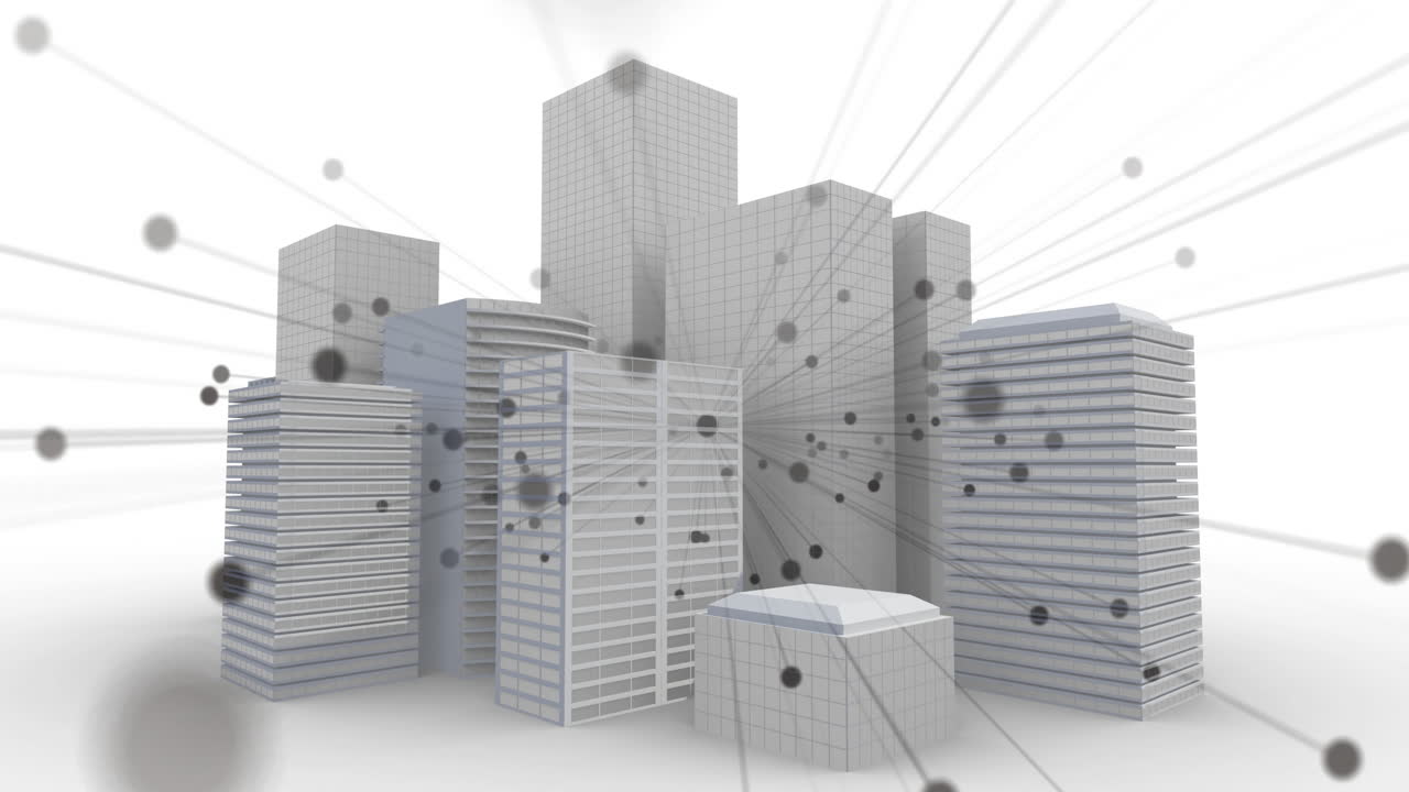 Network of connecting points against multiple buildings model