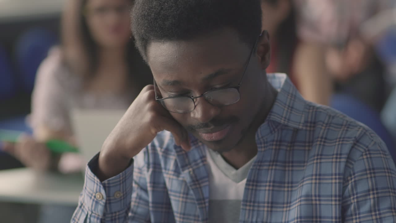 Black University Student Boy Reading