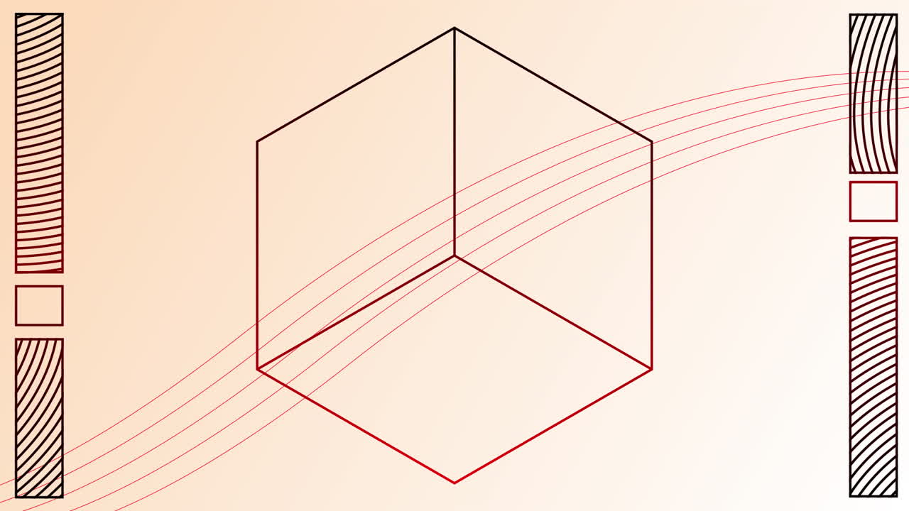 líneas onduladas sobre el cubo moviéndose contra un fondo marrón