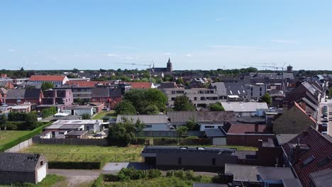 aerial view of the center neighbourhood of lommel, limburg, belgium