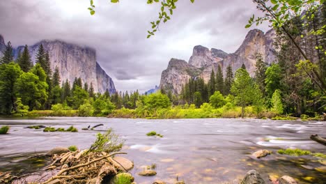 time lapse - grey clouds moving over yosemite national park valley - 4k