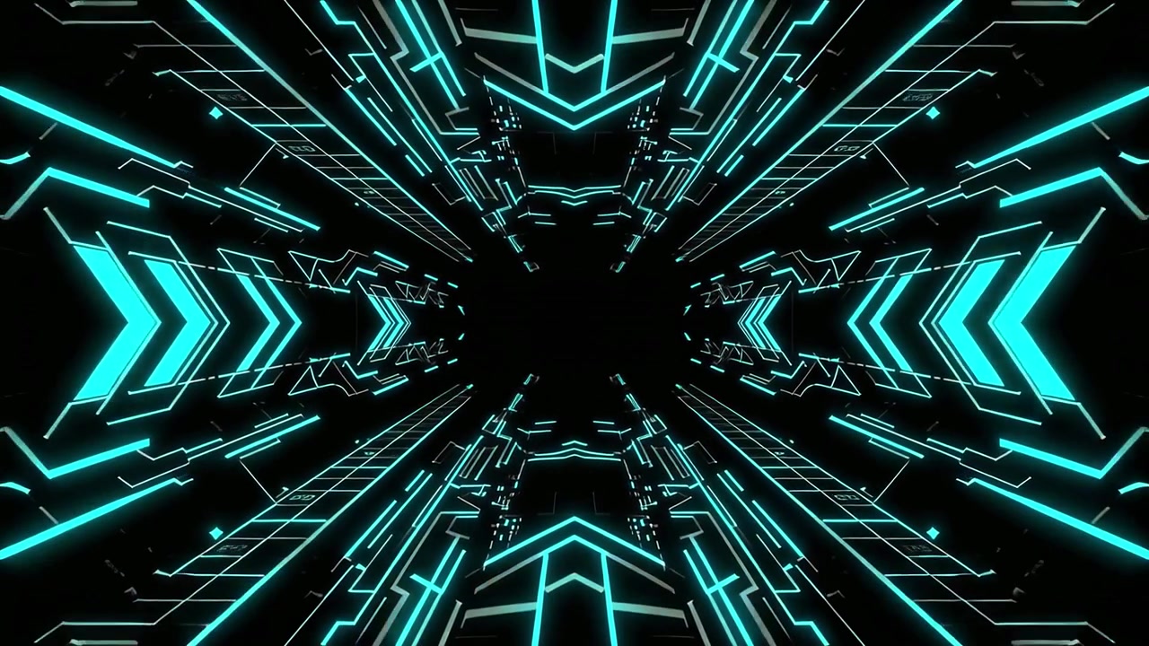 Volando Attraverso un Tunnel Fantascientifico Dinamico con Linee Blu Luminose
