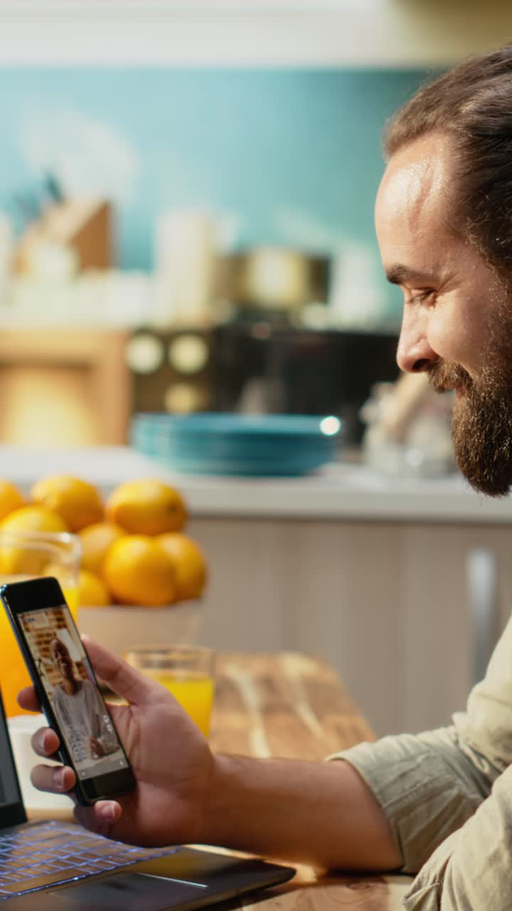 Vertical Video Adult doomscrolling, short engaging videos, social media smartphone app
