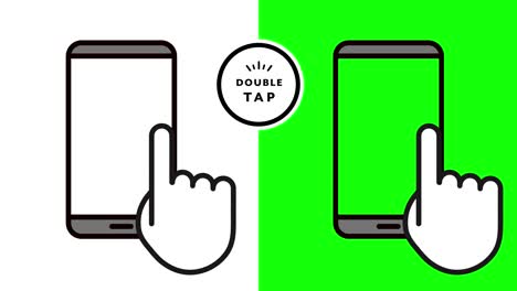 animation of a hand icon double-tapping a phone. this is a simple, flat illustration.